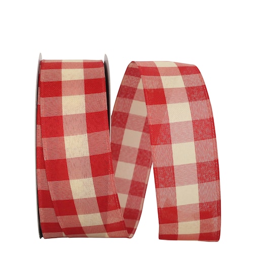 JAM Paper 2.5&#x22; x 50yd. Wired Country Buffalo Gingham Ribbon